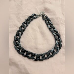 Maniere De Voir Marble and Matte Cuban Link Necklace Black 16 inches Never Worn